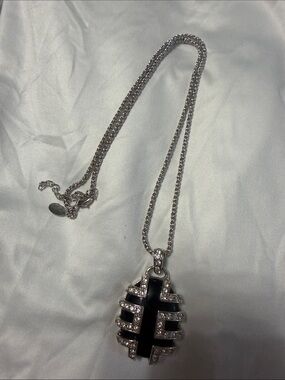 Nolan Miller Silver-tone Black Enamel Cross Pendant Necklace